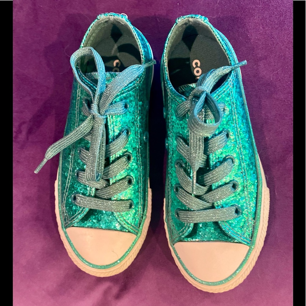 Green teal sparkly Converse youth size 12 shoe